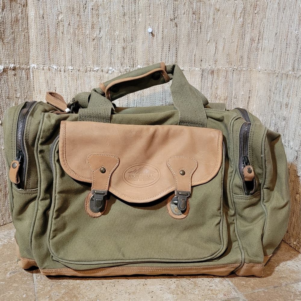 Vintage Duffel Bag - High Sierra canvas & leather overnighter duffel bag.